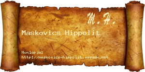 Maskovics Hippolit névjegykártya